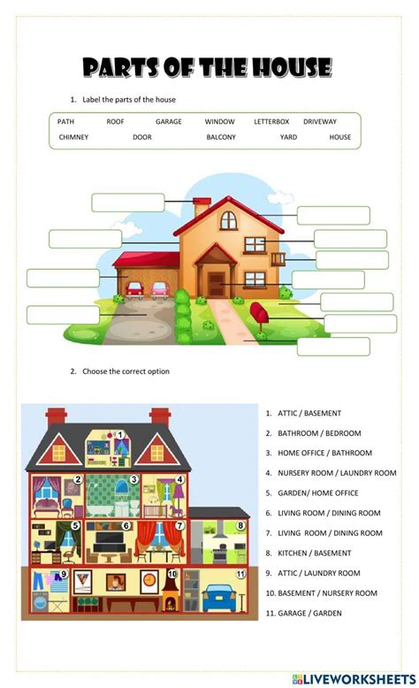 Parts Of The House Online Exercise For ADULT Live Worksheets