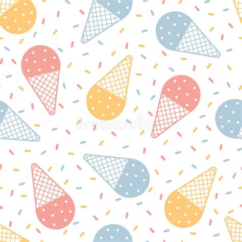 Ice Cream Cone Seamless Pattern Vector Background Stock Vector