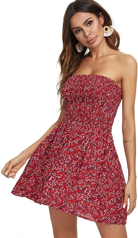 Just Quella Women S Strapless Tube Top Beach Mini Dress Boho Summer