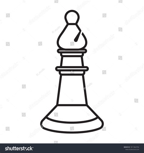 Bishop Chess Piece Line Art Vector Stock Vector Royalty Free