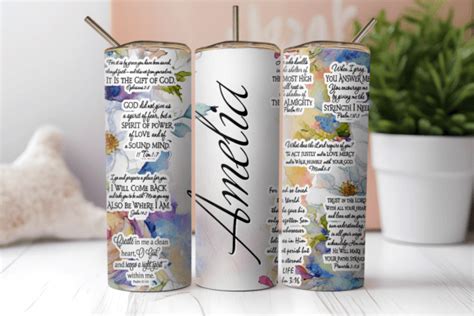 Floral Verses And Name Oz Tumbler Wrap Graphic By Artmix Creative