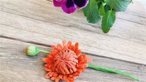 Clay Flower Clay Chrysanthemum Flower Air Dry Clay Flower How To Make Homemade Polymer Clay