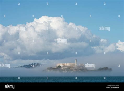 Alcatraz Island In The Fog Fishermans Wharf San Francisco California