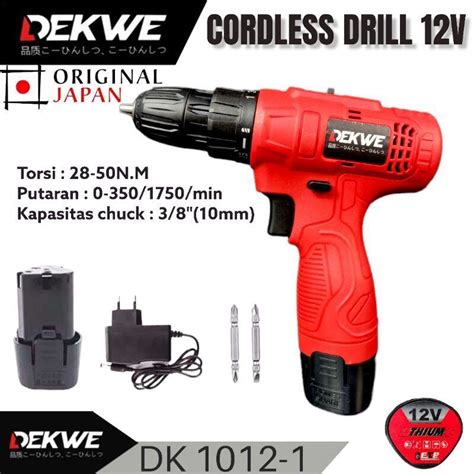 DEKWE MESIN BOR BATERAI DK1012 1 BOR CORDLESS 12v 10MM BOR TEMBOK