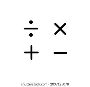 Division Multiplication Addition Subtraction Symbols Isolated Stock ...