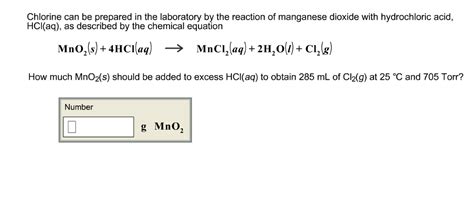 Solved Chlorine can be prepared in the laboratory by the | Chegg.com