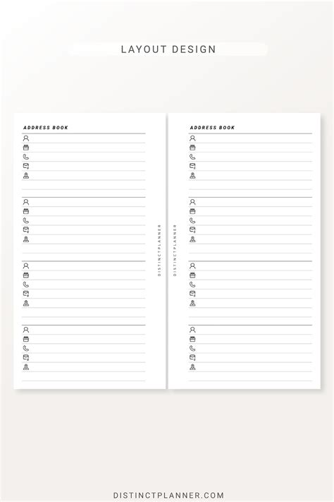 Personal Address Book Printable Inserts, Contact List Template Planner ...