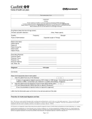 Fillable Online Prior Authorization Criteria Form Carefirst