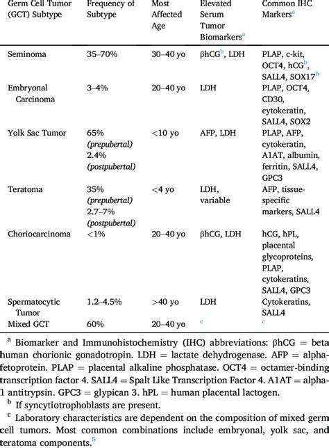 Features Of Germ Cell Tumors 47 11 Download Scientific Diagram