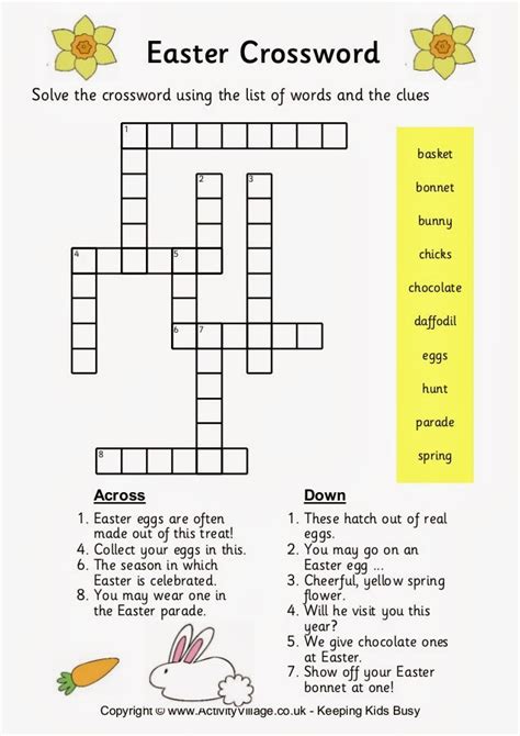 Easter Crossword Puzzles Printable