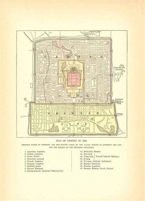 Map Of Peking In 1900 Showing Routes Of Interest And Routes Taken By