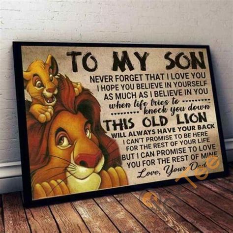 The Lion King To My Son Never Forget That I Love You Love Dad Unframed