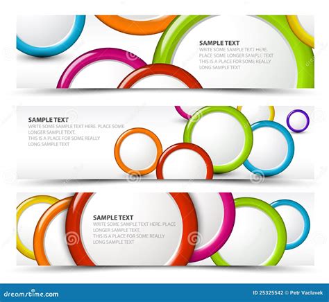 Set Of Horizontal Banners With 3d Circles Stock Illustration