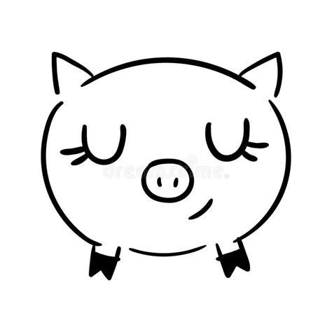 Vector Hand Drawn Cute Pig Stock Vector Illustration Of Happy