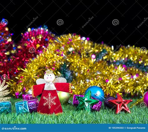 Holiday Decoration on Green Grass Stock Photo - Image of merry, star ...