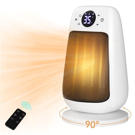 1500W Portable Electric Space Heater with Thermostat, Remote Control, PTC Ceramic, 1-12H Timer ...