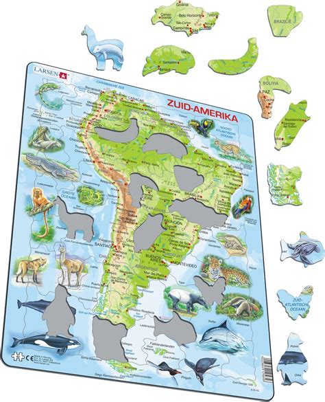 A25 Sør Amerika Kart over verden og regioner Puslespill