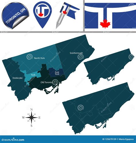 Map of Toronto with Neighborhoods Stock Vector - Illustration of ...