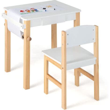 Costway Set Di Tavolo E Sedia Per Bambini Scrivania In Legno Per