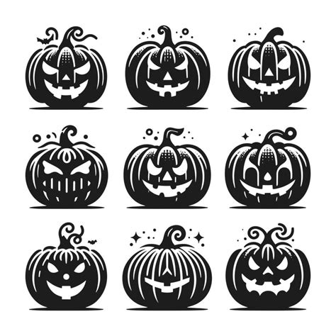 A Set Of Halloween Pumpkins Silhouette 46015274 Vector Art At Vecteezy