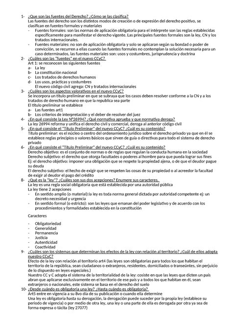 Preguntas De Derecho Civil 1 ¿que Son Las Fuentes Del Derecho ¿cómo