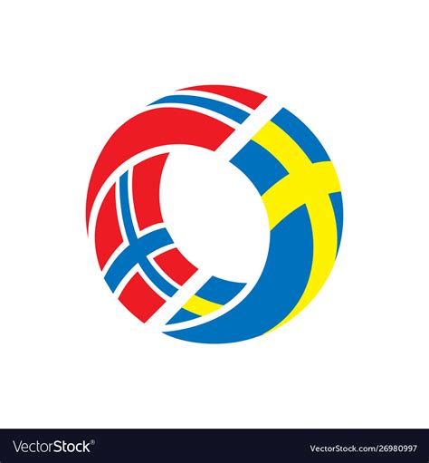 Stylish norway and sweden flags logo design Vector Image