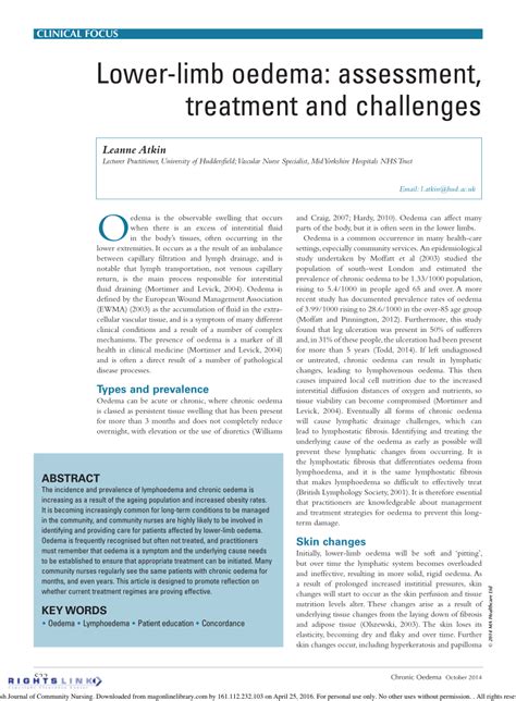 (PDF) Challenges to effective treatment of lower-limb oedema