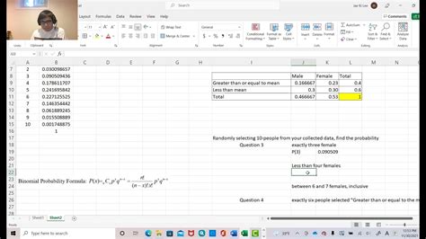 Find The Binomial Probability Using The Excel Spreadsheet Youtube