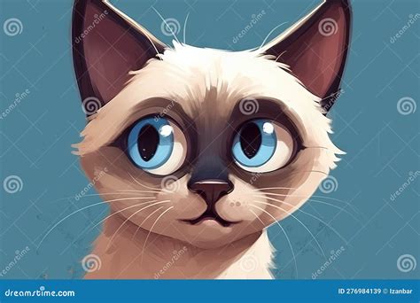 Gatinho Bonitinho Siamês Olhos Grandes Desenho Animado De Gato