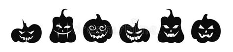 Calabazas De Silueta Negra De Halloween Con Cara Ilustraci N Del Vector