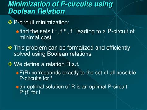 Ppt Minimization Of P Circuits Using Boolean Relations Powerpoint