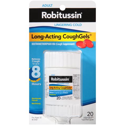 Robitussin Adult Lingering Cold Long Acting Cough Gels 8 Hour Cough