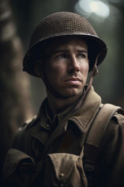 Retrato Del Soldado De La Segunda Guerra Mundial Foto Premium