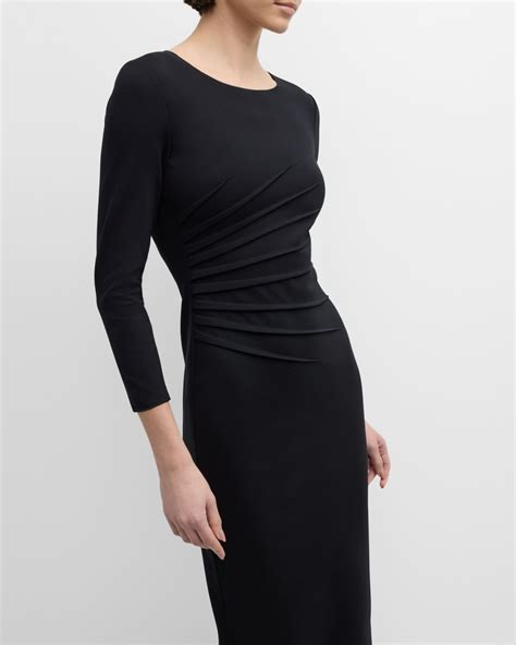 Emporio Armani Pleated Jersey Midi Sheath Dress Neiman Marcus