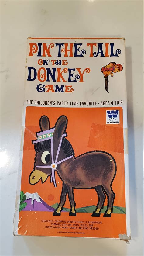 Vintage 1970 Pin The Tail On The Donkey Game By Whitman Poster