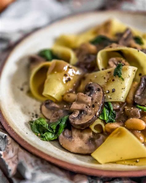 Vegan Mushroom Spinach Stroganoff - Monkey and Me Kitchen Adventures