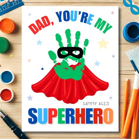 Superhero Handprint Father's Day Craft | Printable DIY Keepsake ...