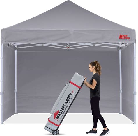 Mastercanopy Heavy Duty Pop Up Gazebo Tent With Sidewalls X M Grey