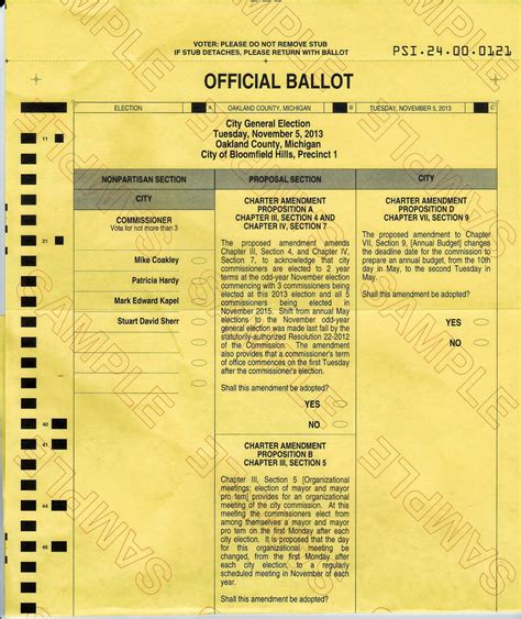 City of Bloomfield Hills: Sample Ballot for November 5 election ...