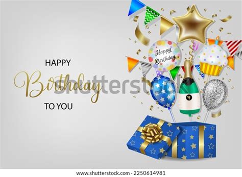 Happy Birthday Background Gift Box Party Stock Vector (Royalty Free ...