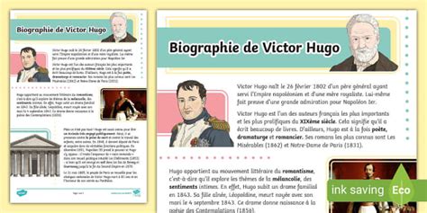 Biographie De Victor Hugo Lehrer Gemacht Twinkl