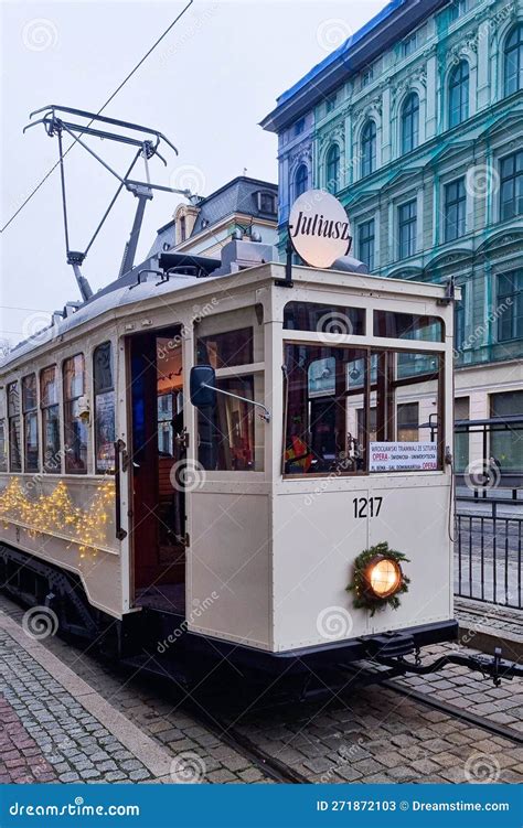 Wroclaw Poland August 10 2022 Old Beautiful Tram On The Streets Of