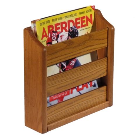 Wooden Mallet Oak Magazine Rack Wall Mount Or Tabletop Medium Oak