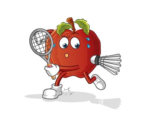 La Pomme Pourrie Jouant Au Badminton Illustration Vecteur De Caract Re