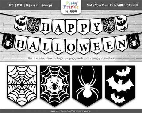 Black And White Halloween Printable Banner