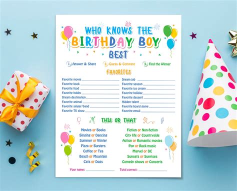 Who Knows The Birthday Boy Best How Well Do You Know Questionnaire