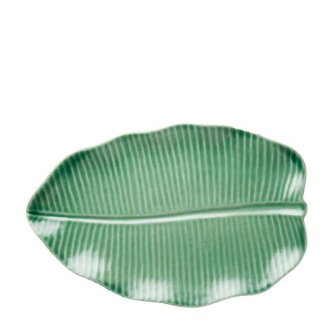 Banana Leaf Serving Plate Dark Green Gloss Jenggala Keramik Bali