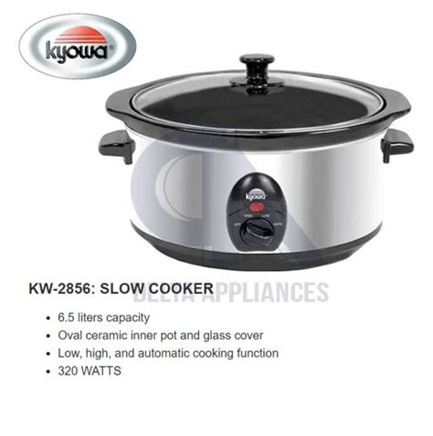 6 5L Kyowa Oval Slow Cooker Stainless Steel Body With Ceramic Inner Pot