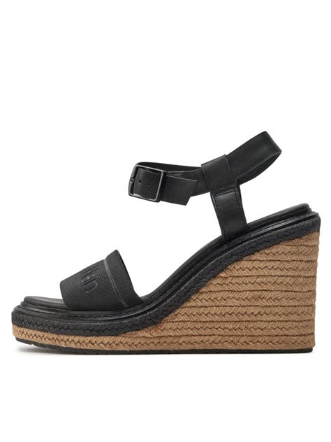 Espadrile Calvin Klein Wedge Sandal He Hw Hw Negru Epantofi Ro