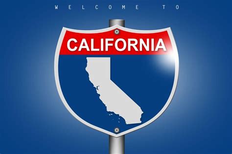 Premium Photo California On Highway Road Sign Over Blue Background